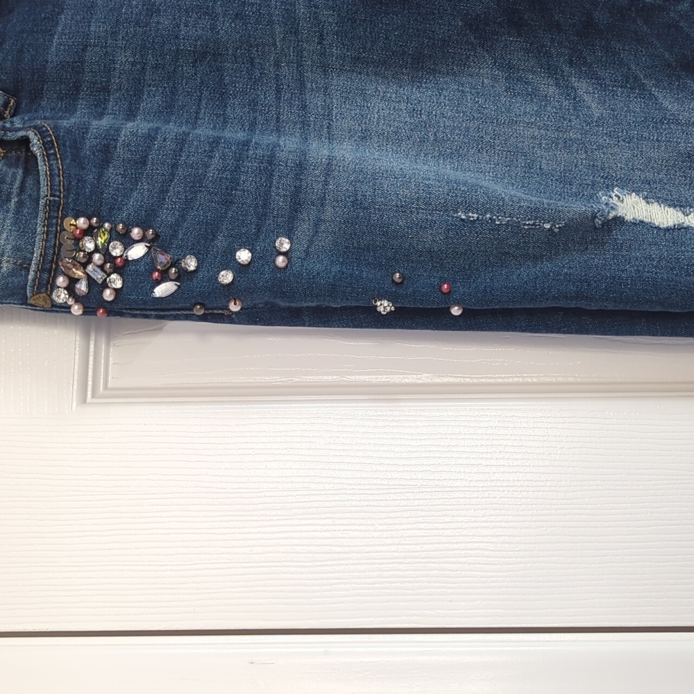 Kut From The Kloth Catherine Ankle Straight Leg Denim Jeans w/Gems Sz 6 - Picture 4 of 12